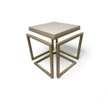 Imagem de Mesa Lateral Cubo - Metalon Champagne Cacao - 40cm