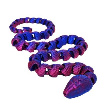 Imagem de Cobra Articulada 67 Cm Impressão 3d Decoração Cor Bicolor Lilás E Azul