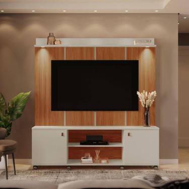 Imagem de Estante para Tv até 70 Polegadas Home 180cm Madison Pérola Metalizado/Cinamomo Mel
