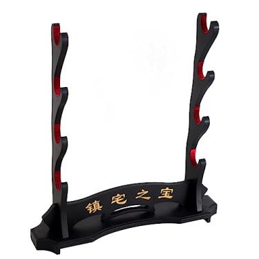 Imagem de FOXSMZZ Suporte Para Espadas Samurai, Exibição Katana Wakizashi Tanto, Cabide De Parede Acolchoado Veludo (4 Camadas)