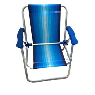 Imagem de Cadeira de Praia Infantil Dobrável Azul – Estrutura Resistente, Leve e Confortável para Praia, Piscina e Passeios