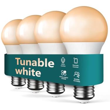 Imagem de Lâmpadas inteligentes, lâmpada de LED Treatlife WiFi, lâmpada inteligente regulável funciona com Alexa, Google Home, SmartThings, branco quente e branco frio (2700K-6500K), 2,4Ghz, 800LM, E26, A19, 9W, sem necessidade de cubo