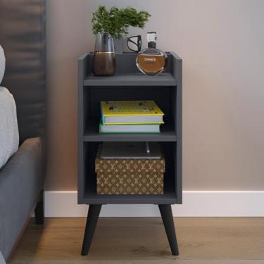 Imagem de Mesa de Cabeceira Estilo Retrô Maxx Pés Palito cor Cinza - MJM Casa dos Moveis