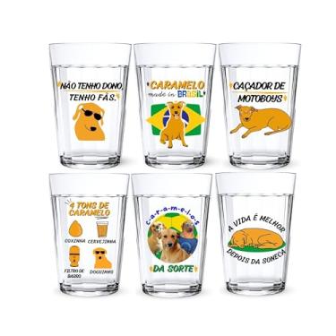 Imagem de Kit 6 Copos Americanos 190ml Personalizado Cachorro Vira Lata Caramelo Meme Brasilidade Café/Cerveja