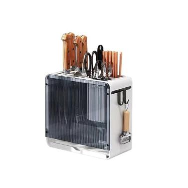 Imagem de KBOX811 Organizador De Porta-Facas Em Aço Inoxidável. Este Cozinha Multifuncional Com Utensílios (Preto E Branco). Versão: Sem Tábua Corte.