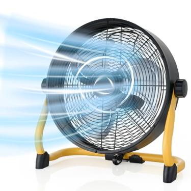 Imagem de ETTFGUH Ventilador de chão operado por bateria de 30,5 cm - Ventilador alimentado por bateria recarregável, sem fio, lâmina de metal de alta velocidade, barraca de pátio para ambientes internos e