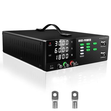 Imagem de NICE-POWER Fonte De Alimentação Cc Variável, 30 V, 60 A, 1800 W, Bancada Regulada Com Alta Comutação E Interruptor Saída, Ocp Ovp, Função Memória, Botão Codificador, Display Led 4 Dígitos, Trava
