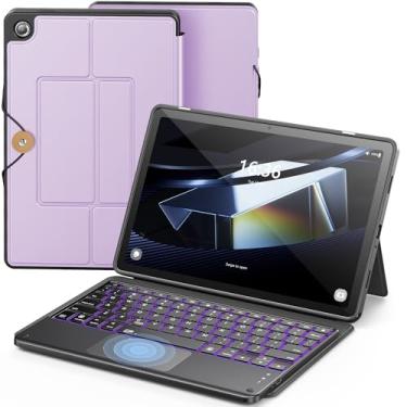 Imagem de INFILAND Capa de teclado para Samsung Galaxy Tab A9 Plus 5G com retroiluminação de 7 cores e trackpad de alta precisão, capa fina e portátil com teclado destacável para Tab A9 de 11 polegadas (06