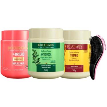 Imagem de Cronograma Máscaras Bio Extratus Brilho Jaborandi Tutano 500g e Escova