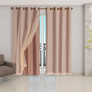 Imagem de Cortina Veda Luz Blackout Blecaute PVC Com Tecido Voil Para Janela E Porta(Avelã,280x160)