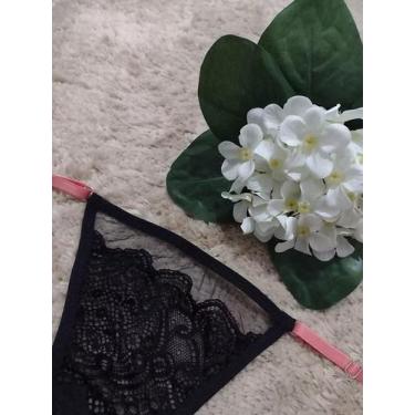 Imagem de Calcinha LÍdia Preta alça salmão - Garota Ousada Lingerie, P, Preto