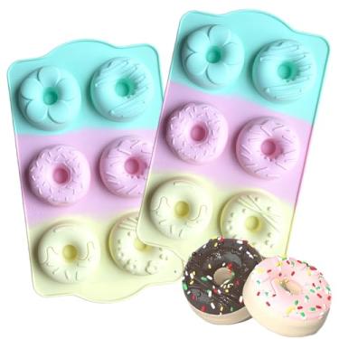 Imagem de OURASHERO Pacote com 2 mini formas de bolo, forma de bolo de tubo canelado de 6 cavidades, moldes de silicone antiaderente para gelatina, cupcake, donut, pão de milho, brownie, muffin - várias cores