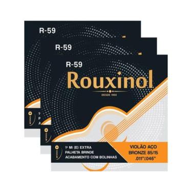 Imagem de Kit 3 Encordoamento Violão Aço Bronze R59 Rouxinol .011" PRR59L
