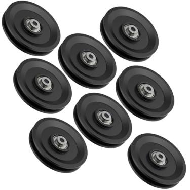 Imagem de Mixizigoz Substituição de roda de roldana de rolamento de nylon universal de 115 mm compatível com máquina de cabo, academia doméstica, sistema de polia de porta de garagem, máquina de peso,
