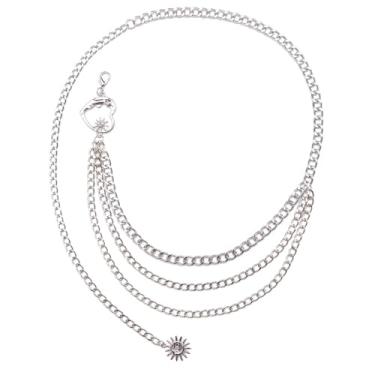 Imagem de Corrente de cintura moderna com pingente de coração e lua para mulheres e homens, punk, gótico, com borla, cinto de barriga, boêmio, verão, praia, biquíni, sexy, corrente ajustável, hip hop