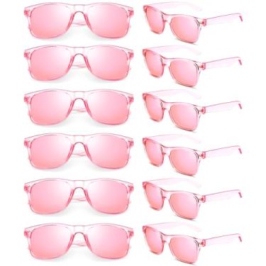 Imagem de Pacote com 12 óculos de sol rosa volumosos, divertidos óculos de sol de festa neon dos anos 80 para mulheres e homens