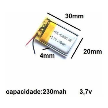 Imagem de Bateria  3.7v  230 Mah    30mm X 20mm X 4mm 402030 - bgb