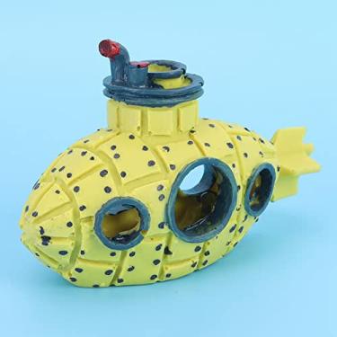 Imagem de Zerodis Auto Bubbler Bubbler Aquário para a Decoração de Tanques de Aquário, que Oferece Vitalidade para Camarão e Peixe, Material de Resina, 1 Submarino Amarelo, 1 Pedra Borbulhante