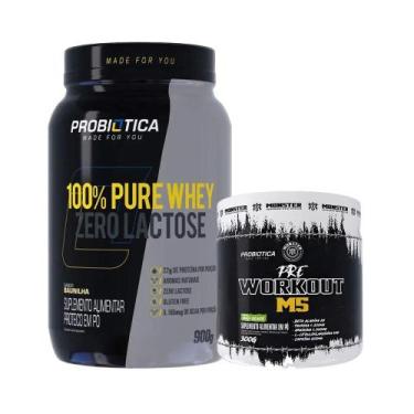 Imagem de Kit Suplementos 100% Pure Whey Zero Lactose Pote 900g + Pré Treino M5 