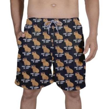 Imagem de Short Mauricinho Masculino Tactel Estampa Capivara Casual-Masculino