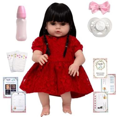 Imagem de Bebe Reborn Morena Baby Alive 46cm Olhos Castanhos Kit Itens - Cegonha