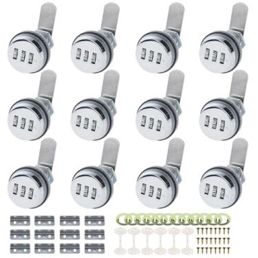 Imagem de RealPlus Fechaduras de came combinadas, 3/10.2 cm, fechadura cilíndrica de segurança, fechaduras combi-Cam, trava codificada por senha, arquivos seguros, gavetas, fechaduras de armazenamento para