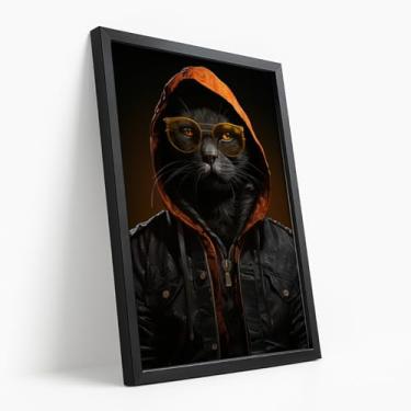 Imagem de Quadro Decorativo Raposa Realista Com Moldura Animal Selvagem Olhar Intenso Natureza Marrom Nórdico Minimalista Ilustração Moderna Foco Força