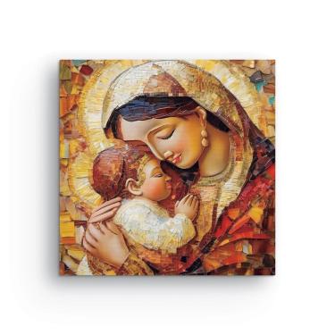Imagem de Quadro Canvas Decorativo Nossa Senhora Menino Jesus 60X60Cm