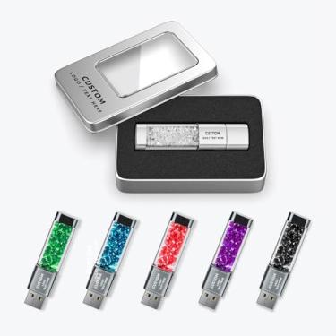 Imagem de Pen drive USB personalizado, pacote com 100 unidades de pen drive de memória USB 2.0, ideal para presentes corporativos, eventos de negócios e brindes promocionais (512 MB, com caixa de metal)