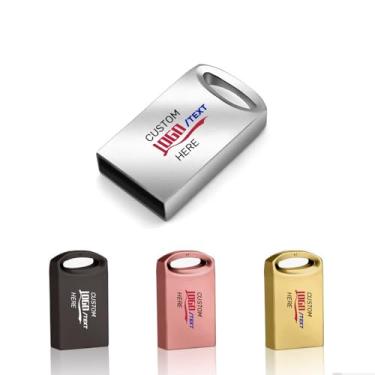 Imagem de Pen drive USB personalizado, pacote com 100 mini pen drive de metal personalizado USB 2.0, ideal para presentes corporativos, eventos de negócios e brindes promocionais (32 GB, sem caixa)