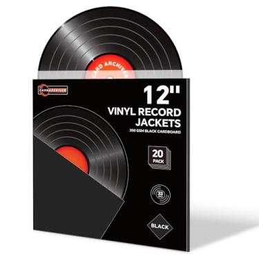 Imagem de 20 peças de jaquetas pretas de disco de vinil LP de 30 cm, mangas de papelão de 350 g/m² sem orifício central, capas de álbum em branco para armazenamento e proteção de 33 RPM, jaquetas de LP grossas