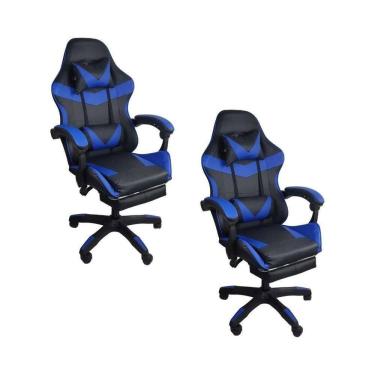 Imagem de Kit 2 Cadeiras Gamer Stillus Ergonômica Com Apoio Para Os Pés - Azul