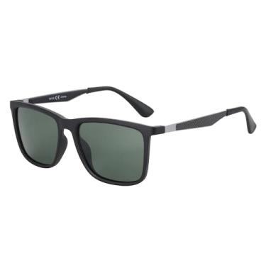 Imagem de VFDHN Óculos de sol masculino UV400, armação retangular ultraleve, polarizado clássico (lentes verdes 001)