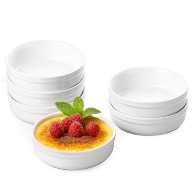 Imagem de Conjunto de 6 ramequins de cerâmica creme brulee, 227 g, tigelas de creme brulee de 12,7 cm para assar