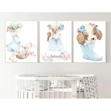 Imagem de Quadros Decorativos Menina Jardim Aquarela