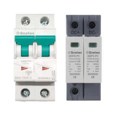 Imagem de SNETEC - Kit String Box Solar 1000V 2P Disjuntor 32A + DPS 40kA DC CC
