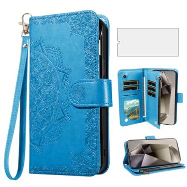 Imagem de Asuwish Capa de celular para Samsung Galaxy S24 Ultra 5G capa carteira celular com protetor de tela de vidro temperado e flor flip porta-cartão de crédito suporte suporte S24Ultra 24S S 24 24Ultra