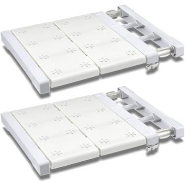 Imagem de Gerrii 2 peças de prateleira de tensão de armário expansível organizador de armário prateleira de armazenamento de metal ajustável separador divisor em camadas escalável para armário, guarda-roupa