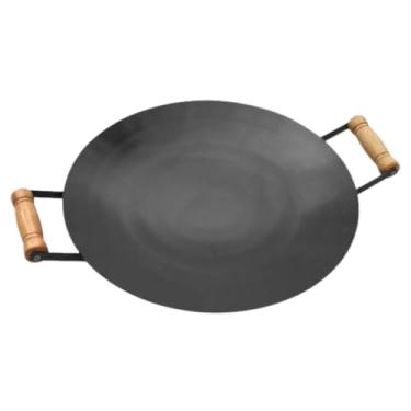 Imagem de Disco de Arado Tacho Chapa de Aço 40 cm Panela Multiuso Cozimento Para Churrasco Cabo de Madeira