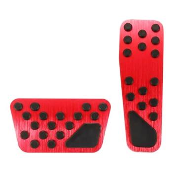 Imagem de SAUWU Capa de pedal de liga de alumínio para Dodge 2009-2023 Charger Challenger Chrysler 300 300c sem perfuração Capas de pedal de freio e acelerador de alumínio ~ Vermelho