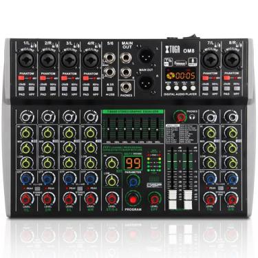 Imagem de Mixer de áudio XTUGA OM8 de 8 canais com Bluetooth/USB 48V Phantom