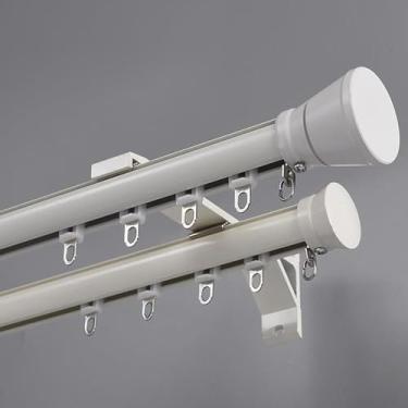 Imagem de Trilho De Cortina Dupla Trilho De Trilho Mouted, Decorativo Bay Widow Curtai Pole Com Kits Completos, Casa Balcoy Livig Cortinas De Quarto Vara Trilhos Duplos, White, 5.5m (18ft)