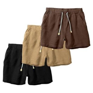 Imagem de Kit 3 Shorts Linho Premium Bermuda Masculina Moda Praia Luxo-Masculino