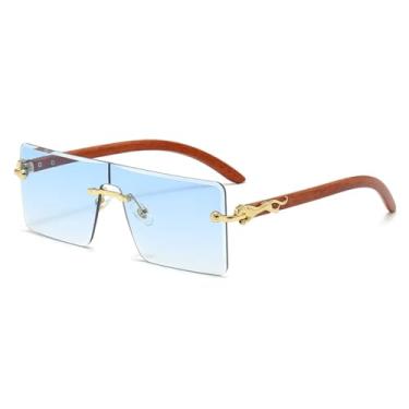 Imagem de Óculos de sol retrô de uma peça, sem armação, tendência da moda (AZUL)