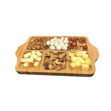 Imagem de Petisqueira tábua retangular bambu 27 x 17cm 4 divisões - clink