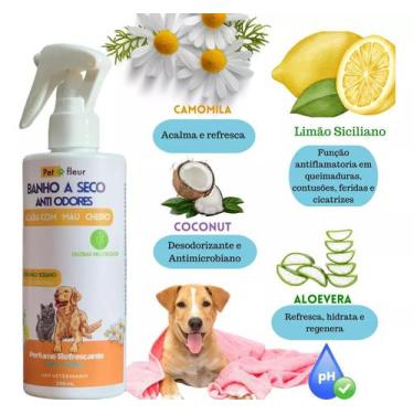 Imagem de Banho A Seco Anti Odor Cães E Gatos Limpa E Hidrata Petfleur - Camomil