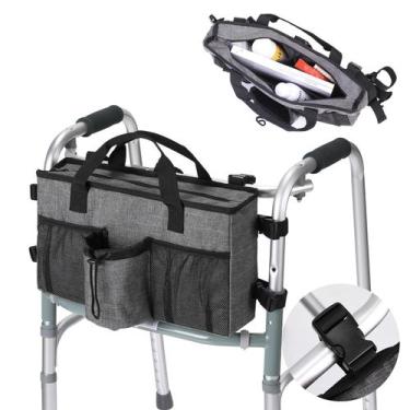 Imagem de Walker Bag Clekegbag para idosos com porta-copos cinza