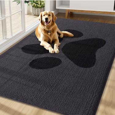 Imagem de Buganda Tapete de porta de cachorro para patas enlameadas, capachos absorventes de sujeira antiderrapante, tapete de baixo perfil lavável para cães de lama, tapete de entrada para piso interno (177 x
