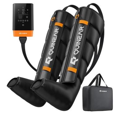 Imagem de QUINEAR Sistema de recuperação de perna sem fio com compressão de ar de 5 zonas, massageador de perna para circulação com 11 níveis e 3 modos, botas de compressão para atletas, oficiais, idosos