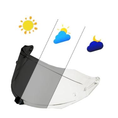 Imagem de YMTSGEQ Substituição de viseira de capacete para R2R. Protetor de capacete de motocicleta Para-brisa Proteção UV de PC Compatível com KYT R2R (fotocromático claro/preto escuro)